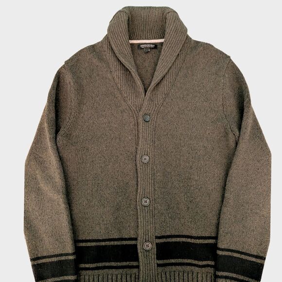 Banana Republic Cardigan Sweater Mens M Chunky Knit Wool Blend Grandpa Grunge - Picture 3 of 8